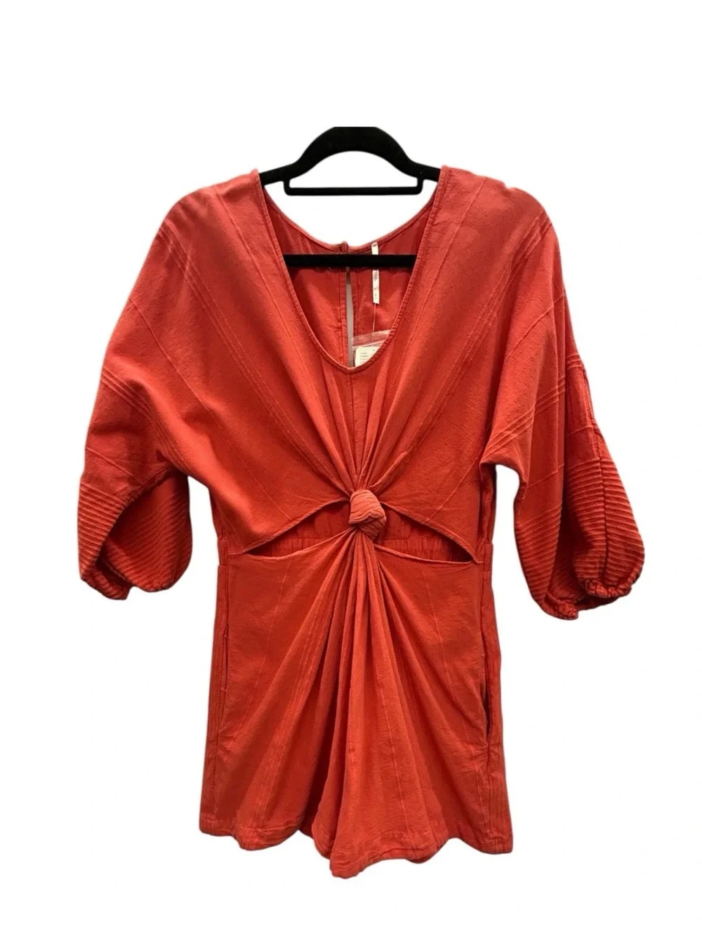 Free People Romper Small Red Coral Cutouts Oversized Festival